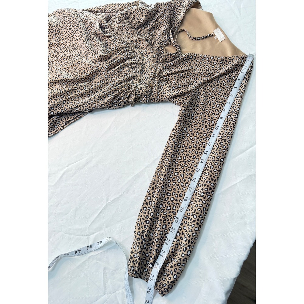 Altar'd State Layla Peasant Mini Dress Leopard Cheetah Print Boho Cottage Medium - Picture 10 of 10
